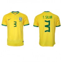 Camiseta Brasil Thiago Silva #3 Primera Equipación Replica Mundial 2022 mangas cortas
